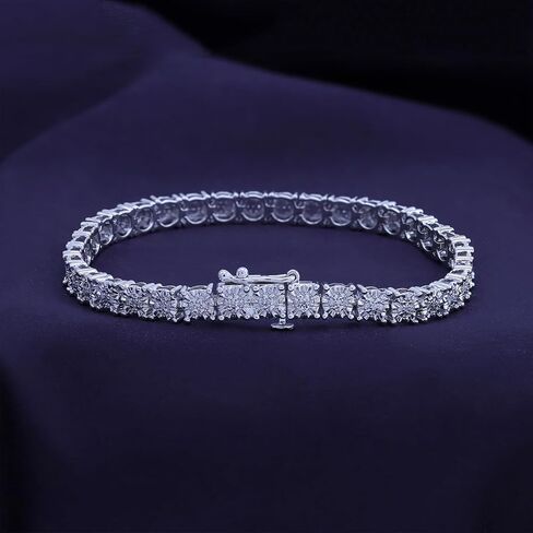 AFFY 0.25 Carat White Natural Diamond Tennis Bracelet For Women In 14K Gold Over Sterling Silver Jewelry Color I-J/Clarity I2-I3, Length-7.25" Valentine's Day Gift For Her in Saudi Arabia
