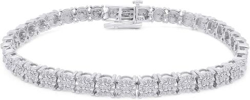 AFFY 0.25 Carat White Natural Diamond Tennis Bracelet For Women In 14K Gold Over Sterling Silver Jewelry Color I-J/Clarity I2-I3, Length-7.25" Valentine's Day Gift For Her in Saudi Arabia
