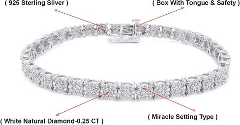 AFFY 0.25 Carat White Natural Diamond Tennis Bracelet For Women In 14K Gold Over Sterling Silver Jewelry Color I-J/Clarity I2-I3, Length-7.25" Valentine's Day Gift For Her in Saudi Arabia