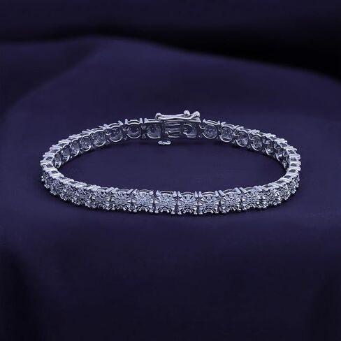 AFFY 0.25 Carat White Natural Diamond Tennis Bracelet For Women In 14K Gold Over Sterling Silver Jewelry Color I-J/Clarity I2-I3, Length-7.25" Valentine's Day Gift For Her in Saudi Arabia
