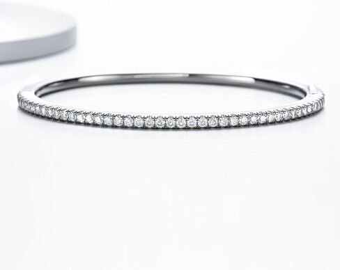 Sizeron Moissanite Tennis Bracelets D Color VVS1 3.0cttw 7inch 2.0mm Round Cut Lab Created Diamond 925 Sterling Silver Bangle Bracelets for Women Men in Saudi Arabia