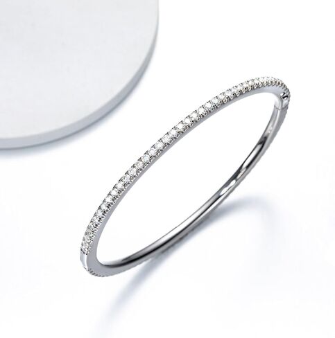 Sizeron Moissanite Tennis Bracelets D Color VVS1 3.0cttw 7inch 2.0mm Round Cut Lab Created Diamond 925 Sterling Silver Bangle Bracelets for Women Men in Saudi Arabia