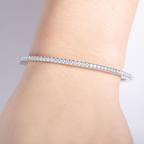 Sizeron Moissanite Tennis Bracelets D Color VVS1 3.0cttw 7inch 2.0mm Round Cut Lab Created Diamond 925 Sterling Silver Bangle Bracelets for Women Men in Saudi Arabia