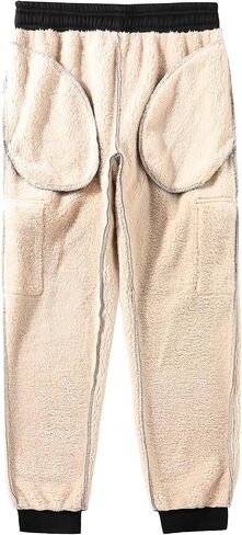 بنطال رياضي رجالي مبطن بالصوف من V VALANCH، بنطلون شتوي ثقيل الوزن دافئ مبطن بصوف الشيربا مع جيب in Kuwait