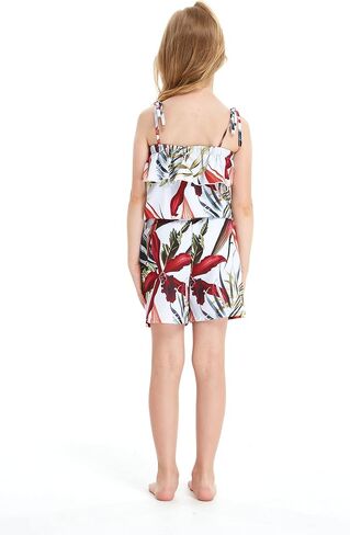 Girl Hawaiian Ruffle Top Jumpsuit Romper in Sunset Neon Pastel in Saudi Arabia