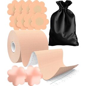 Boob Tape (Includes 10 Petal Nipple Covers), Breast Lift Tape, Boobytape for Breast Lift, Adhesive Breast Tape (A-DD Cup), Breast Tape Lifting Large Breast, Sticky Boob Tape Bob Tape for Large Breasts in Saudi Arabia