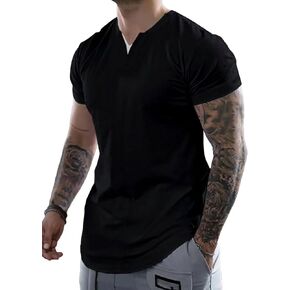 Dokotoo Men Mens Henley Shirts Short Sleeve Summer Casual V Neck Cotton Tee Shirts