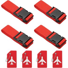 PATIKIL Luggage Strap with Luggage Tag and Loop 78"x2", 4 Set Adjustable Suitcase Belt for Travel Packing Bag Closure Identify, Black in Saudi Arabia