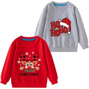 Goengmo Toddler Boys Christmas Sweatshirt 2 Pieces Long Sleeve Tshirts Xmas Graphic Tops 2-10 Years in Kuwait