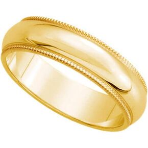 The Black Bow 5mm Milgrain Edge Domed Band in 14k Yellow Gold in Saudi Arabia