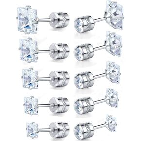 مجموعة من الأقراط المربعة المصنوعة من الزركونيا والتيتانيوم ذات المسمار الخلفي مضادة للحساسية in Kuwait