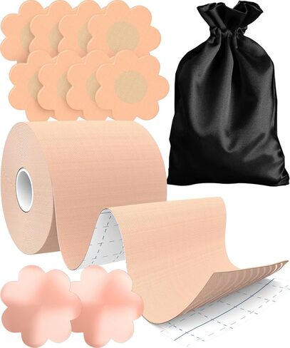 Boob Tape (Includes 10 Petal Nipple Covers), Breast Lift Tape, Boobytape for Breast Lift, Adhesive Breast Tape (A-DD Cup), Breast Tape Lifting Large Breast, Sticky Boob Tape Bob Tape for Large Breasts in Saudi Arabia