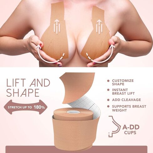 Boob Tape (Includes 10 Petal Nipple Covers), Breast Lift Tape, Boobytape for Breast Lift, Adhesive Breast Tape (A-DD Cup), Breast Tape Lifting Large Breast, Sticky Boob Tape Bob Tape for Large Breasts in Saudi Arabia