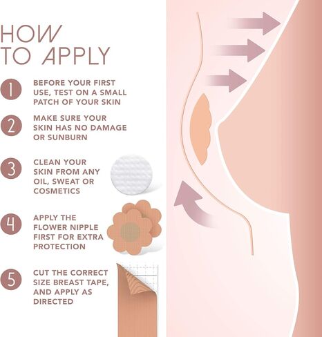 Boob Tape (Includes 10 Petal Nipple Covers), Breast Lift Tape, Boobytape for Breast Lift, Adhesive Breast Tape (A-DD Cup), Breast Tape Lifting Large Breast, Sticky Boob Tape Bob Tape for Large Breasts in Saudi Arabia