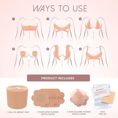 Boob Tape (Includes 10 Petal Nipple Covers), Breast Lift Tape, Boobytape for Breast Lift, Adhesive Breast Tape (A-DD Cup), Breast Tape Lifting Large Breast, Sticky Boob Tape Bob Tape for Large Breasts in Saudi Arabia