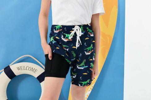 Cozople Boys Swim Trunks Compression Liner Swim Shorts Quick Dry Bathing Suit with Boxer Brief Swimwear 4-10T in Kuwait