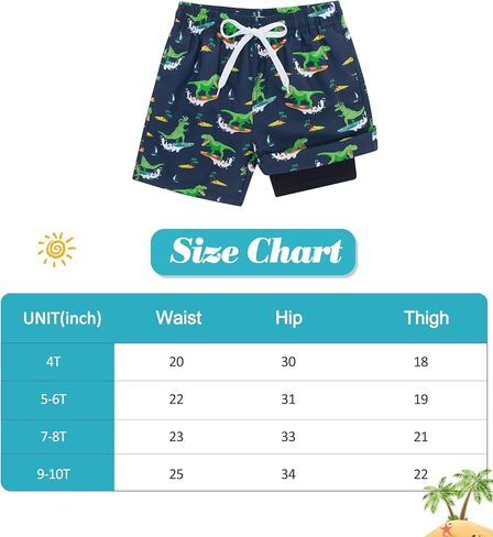 Cozople Boys Swim Trunks Compression Liner Swim Shorts Quick Dry Bathing Suit with Boxer Brief Swimwear 4-10T in Kuwait