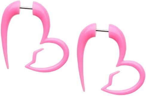 18GA Acrylic Pink Broken Heart Shaped Fake Hanging Taper Earrings, Sold as a Pair in Saudi Arabia