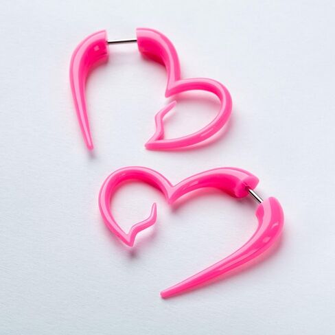 18GA Acrylic Pink Broken Heart Shaped Fake Hanging Taper Earrings, Sold as a Pair in Saudi Arabia