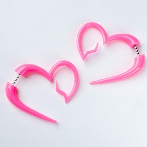 18GA Acrylic Pink Broken Heart Shaped Fake Hanging Taper Earrings, Sold as a Pair in Saudi Arabia