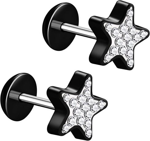 KJM Fashion 2 قطعة أكريليك أسود 16 جرام 1.2 مللي متر 5/16 8 مللي متر الغشاش التوصيل القرط الوهم مقياس الأذن الفص ثقب المجوهرات اختيار الألوان in Kuwait