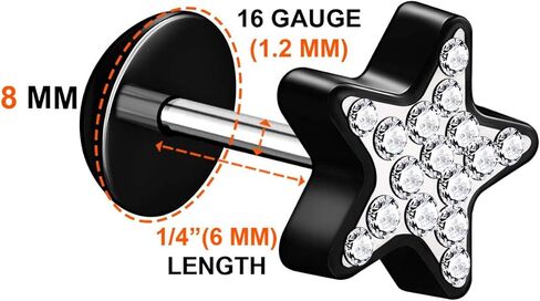 KJM Fashion 2 قطعة أكريليك أسود 16 جرام 1.2 مللي متر 5/16 8 مللي متر الغشاش التوصيل القرط الوهم مقياس الأذن الفص ثقب المجوهرات اختيار الألوان in Kuwait