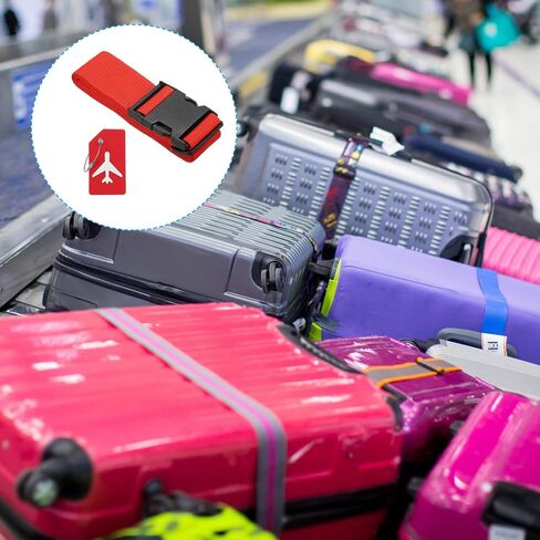 PATIKIL Luggage Strap with Luggage Tag and Loop 78"x2", 4 Set Adjustable Suitcase Belt for Travel Packing Bag Closure Identify, Black in Saudi Arabia
