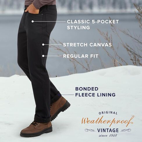 Weatherproof Vintage Fleece Lined Pants - Men's Regular Fit Fleeced Lined Canvas Pants for Mens in Saudi Arabia