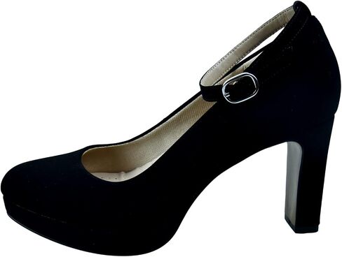 Fashions Black Heels,Vintage Women's Pumps with Adjustable Buckle,Comfortable Block Heels for Women,3.2 Inch, Womens Dress Shoes for Party, Wedding, Work in Saudi Arabia