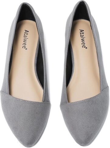Ataiwee Women's Wide Width Ballet Flats - Stylish Pointed Toe Suede, Soft Comfortable Non-slip Sole. in Saudi Arabia