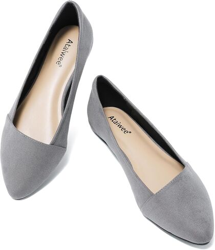 Ataiwee Women's Wide Width Ballet Flats - Stylish Pointed Toe Suede, Soft Comfortable Non-slip Sole. in Saudi Arabia