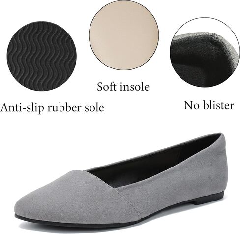 Ataiwee Women's Wide Width Ballet Flats - Stylish Pointed Toe Suede, Soft Comfortable Non-slip Sole. in Saudi Arabia
