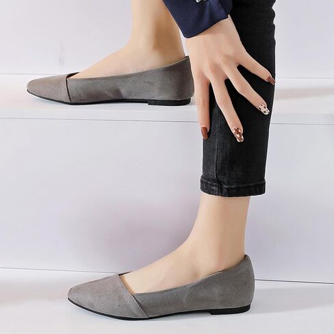 Ataiwee Women's Wide Width Ballet Flats - Stylish Pointed Toe Suede, Soft Comfortable Non-slip Sole. in Saudi Arabia