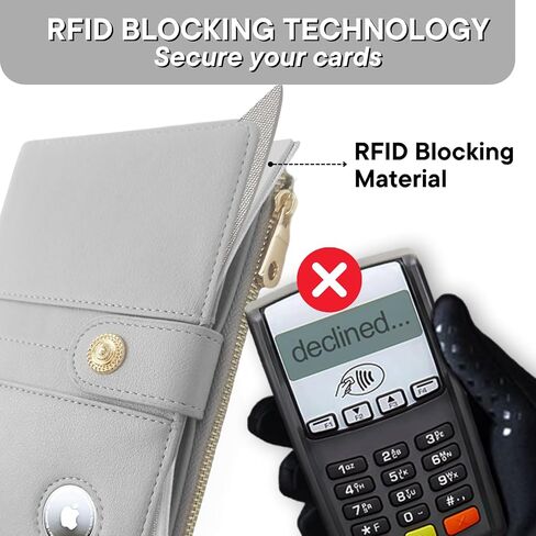 حامل جواز سفر إلزاما للنساء مع خاصية حجب RFID، محفظة غطاء جواز السفر مع جيب بسحاب، حامل بطاقات شريحة اتصال القلم، حافظة حماية لكتاب جواز السفر، محفظة سفر نحيفة لطيفة، رمادي فاتح in Kuwait