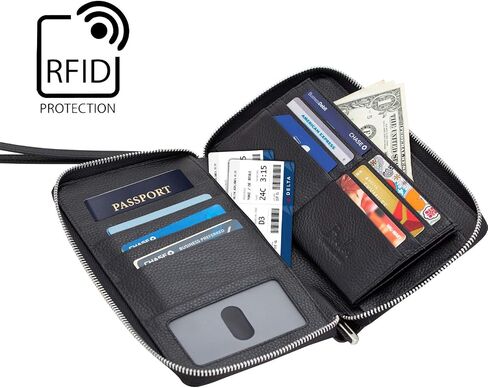 Brelox Travel Wallet Family Passport Holder - RFID Document Organizer for 4 5 6 passports - Genuine Leather - Blush Pink in Saudi Arabia