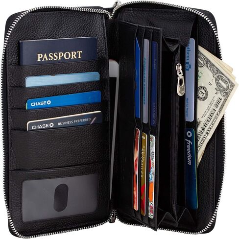 Brelox Travel Wallet Family Passport Holder - RFID Document Organizer for 4 5 6 passports - Genuine Leather - Blush Pink in Saudi Arabia