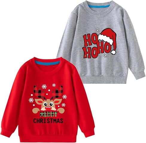 Goengmo Toddler Boys Christmas Sweatshirt 2 Pieces Long Sleeve Tshirts Xmas Graphic Tops 2-10 Years in Kuwait