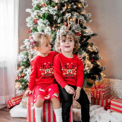 Goengmo Toddler Boys Christmas Sweatshirt 2 Pieces Long Sleeve Tshirts Xmas Graphic Tops 2-10 Years in Kuwait