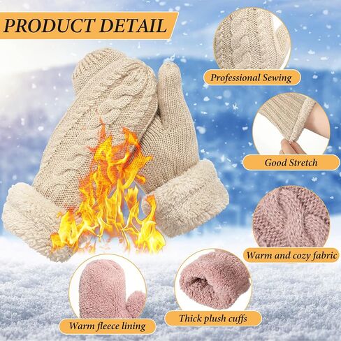 Handepo 12 Pairs Winter Mittens for Women Womens Fleece Lined Mittens Women Mitten Gloves Warm Thick Knit Mittens for Women Girls Adults Winter Cold Weather Accessories Gift (Multicolor) in Saudi Arabia