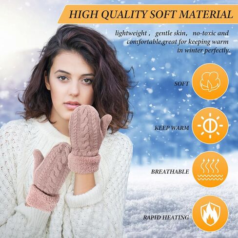 Handepo 12 Pairs Winter Mittens for Women Womens Fleece Lined Mittens Women Mitten Gloves Warm Thick Knit Mittens for Women Girls Adults Winter Cold Weather Accessories Gift (Multicolor) in Saudi Arabia