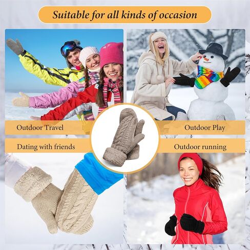 Handepo 12 Pairs Winter Mittens for Women Womens Fleece Lined Mittens Women Mitten Gloves Warm Thick Knit Mittens for Women Girls Adults Winter Cold Weather Accessories Gift (Multicolor) in Saudi Arabia