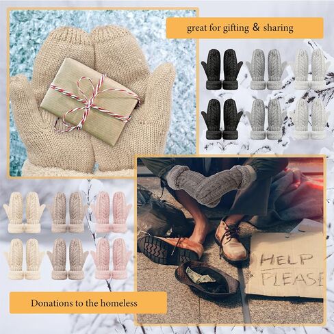 Handepo 12 Pairs Winter Mittens for Women Womens Fleece Lined Mittens Women Mitten Gloves Warm Thick Knit Mittens for Women Girls Adults Winter Cold Weather Accessories Gift (Multicolor) in Saudi Arabia