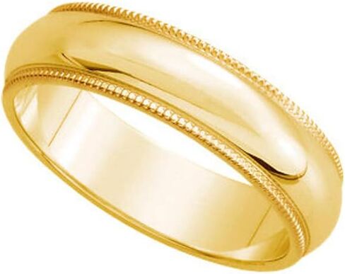 The Black Bow 5mm Milgrain Edge Domed Band in 14k Yellow Gold in Saudi Arabia