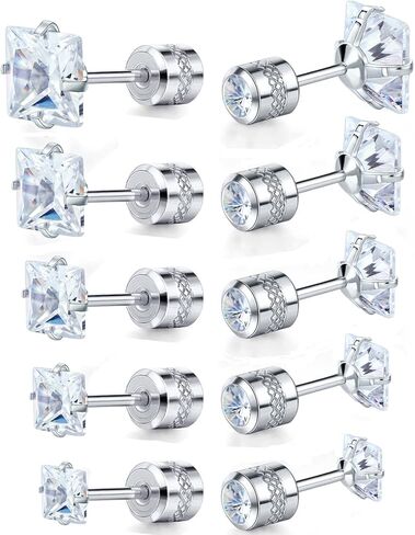 مجموعة من الأقراط المربعة المصنوعة من الزركونيا والتيتانيوم ذات المسمار الخلفي مضادة للحساسية in Kuwait