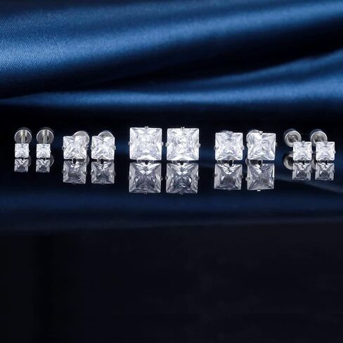 مجموعة من الأقراط المربعة المصنوعة من الزركونيا والتيتانيوم ذات المسمار الخلفي مضادة للحساسية in Kuwait