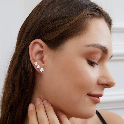 مجموعة من الأقراط المربعة المصنوعة من الزركونيا والتيتانيوم ذات المسمار الخلفي مضادة للحساسية in Kuwait