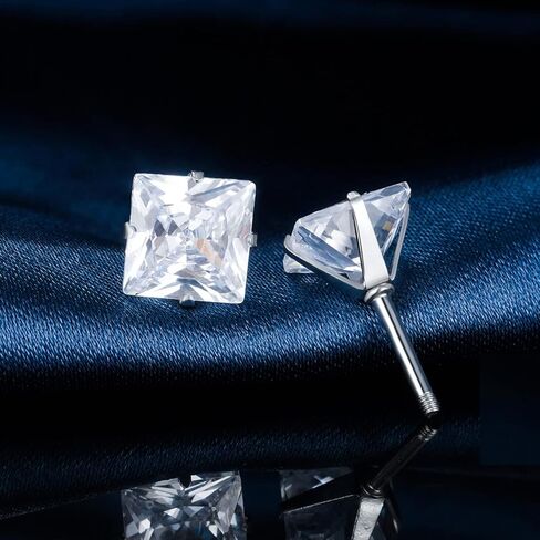 مجموعة من الأقراط المربعة المصنوعة من الزركونيا والتيتانيوم ذات المسمار الخلفي مضادة للحساسية in Kuwait