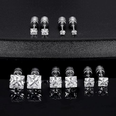 مجموعة من الأقراط المربعة المصنوعة من الزركونيا والتيتانيوم ذات المسمار الخلفي مضادة للحساسية in Kuwait