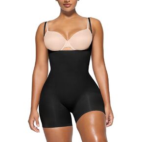 YIANNA Bodysuit for Women Tummy Control Shapewear Open Bust Mid-Thigh Seamless Sculpting Body Shaper in Kuwait