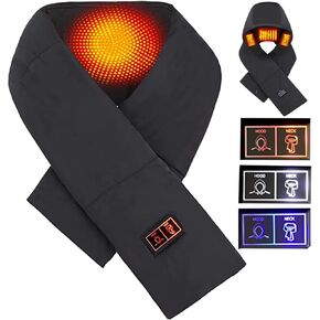 Heated Scarf with 7.4V 3000mAh Rechargeable Battery,Heated Scarves with Hidden Hat for Women Men, Neck Heating Pad Warmer with Two Button 3 Levels Temperature Control for Heating Scarf and Hood Shawl in Saudi Arabia